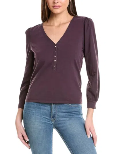 Nation Ltd Ivy Snap Henley Top In Fig In Purple