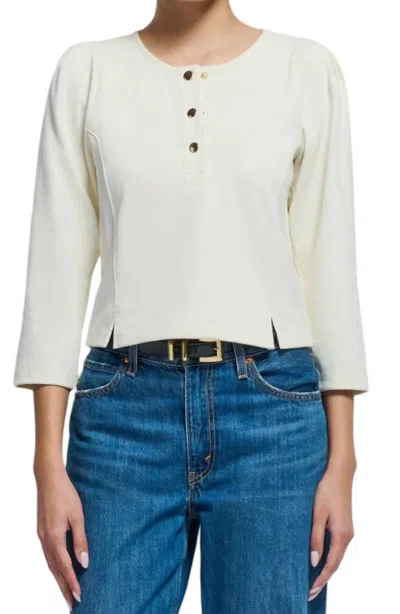 Nation Ltd Janney Henley Top In Porcelain In White