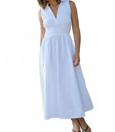 Nation Ltd Jessica Midi Dress In White In Blue
