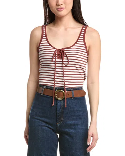 Nation Ltd Jill Lace Up Tank Top In Sable Stripe In White