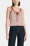 Nation Ltd Jill Lace Up Tank Top In Sable Stripe In White