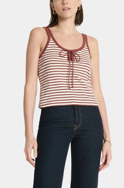 Nation Ltd Jill Lace Up Tank Top In Sable Stripe In White