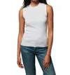 Nation Ltd Joan Rib Sleeveless Mock Neck Tank Top In White In White