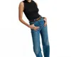 Nation Ltd Joan Rib Sleeveless Mock Neck Top In Black