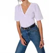 Nation Ltd Jolene V-neck Short Sleeve Top In Optic White In Purple