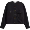 Nation Ltd Jordi Crop Cotton Jacket In Jet Black