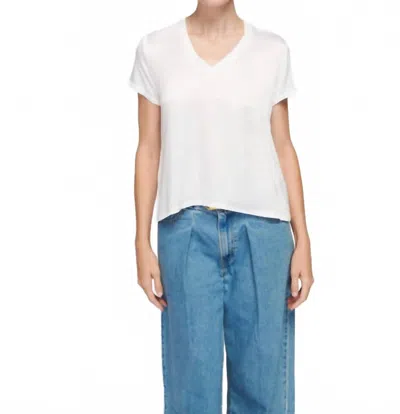 Nation Ltd June Satin V-neck Top In White