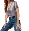 Nation Ltd June V-neck Tee In Smoke In Gray