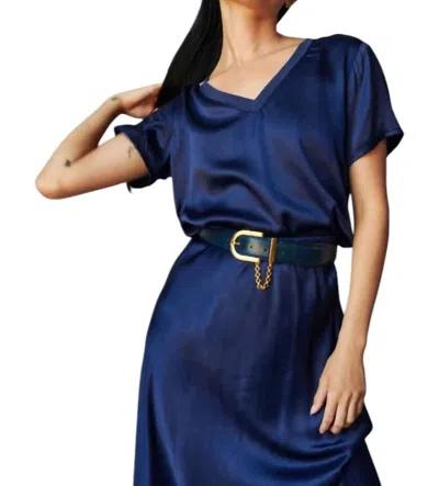Nation Ltd June V Neck Top In Navy In Blue