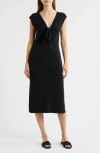 Nation Ltd Kalee Tie Neck Midi Dress In Black