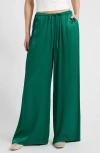 Nation Ltd Kali Plissé Wide Leg Drawstring Pants In Forest