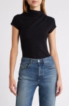 Nation Ltd Katie Draped Rib Top In Jet Black