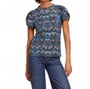 Nation Ltd Kennedy Contrast Tulip Sleeve Tee In Night Bloom In Multi