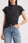 Nation Ltd Khloe Rib Top In Dark Charcoal Heather