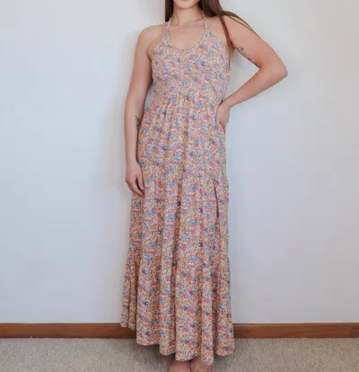 Nation Ltd Kira 70's Maxi Dress In Beige Floral In Multi