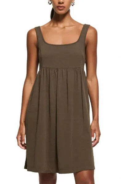 Nation Ltd Kitten Baby Doll Dress In Espresso Brown