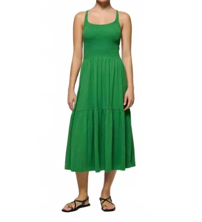 Nation Ltd La Penelope Smocked Midi Dress In Green Lawn