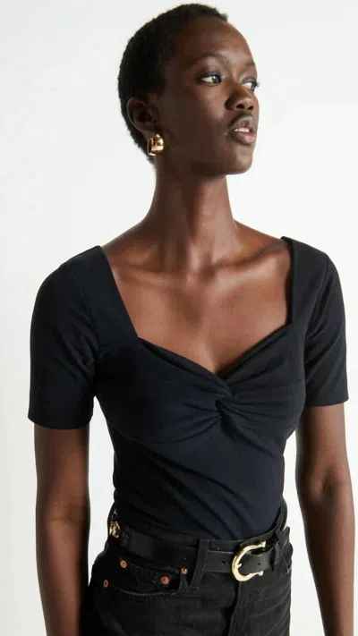 Nation Ltd Lana Twisted Top In Jet Black
