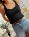 Nation Ltd Langley Ruffle Crop Tank In Black In Black