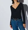 NATION LTD LANI LONG SLEEVE TOP IN JET BLACK