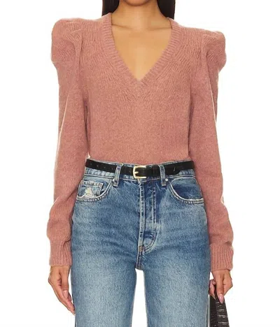 Nation Ltd Lara Puff Shoulder V-neck Sweater In Flush Pink In Multi