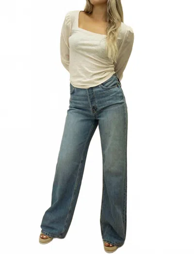 Nation Ltd Laura Long Sleeve Top In Parchment In White