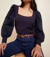 Nation Ltd Laura Square Neck Femme Tee In Navy In Blue