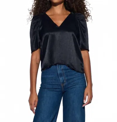 NATION LTD LENA PUFF SHOULDERS TOP IN JET BLACK