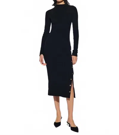 Nation Ltd Leni Side Snap Midi Dress In Jet Black