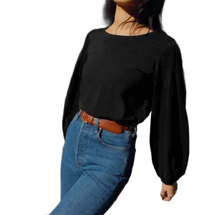 Nation Ltd Long Puff Sleeve Top In Black