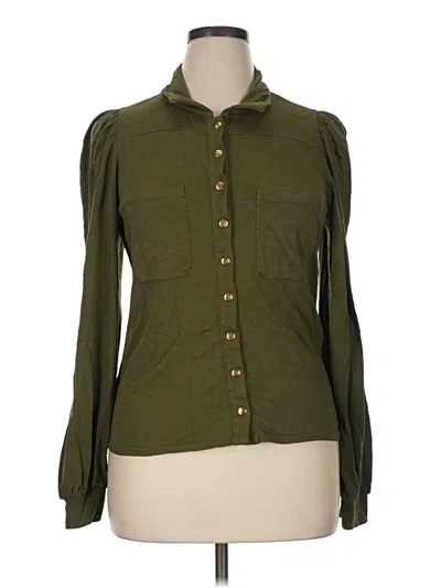 Pre-owned Nation Ltd Long Sleeve Button Down Shirt In Green