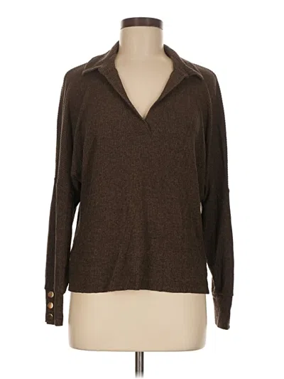 Pre-owned Nation Ltd Long Sleeve Polo Shirt In Brown