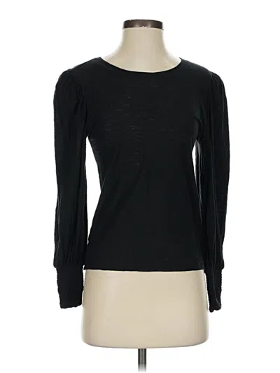 Pre-owned Nation Ltd Long Sleeve Top Black Crew Neck Tops