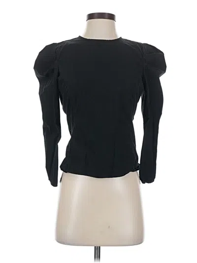 Pre-owned Nation Ltd Long Sleeve Top Black Crew Neck Tops