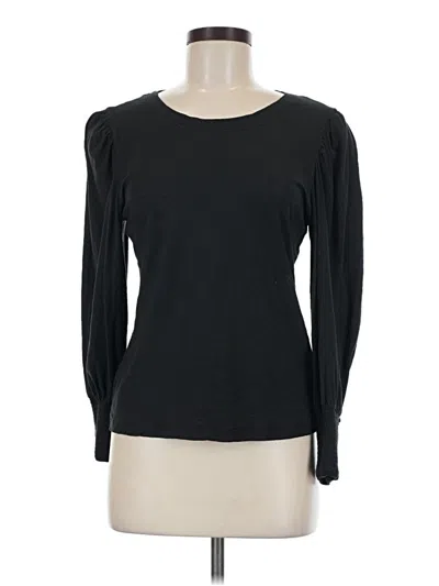 Pre-owned Nation Ltd Long Sleeve Top Black Crew Neck Tops