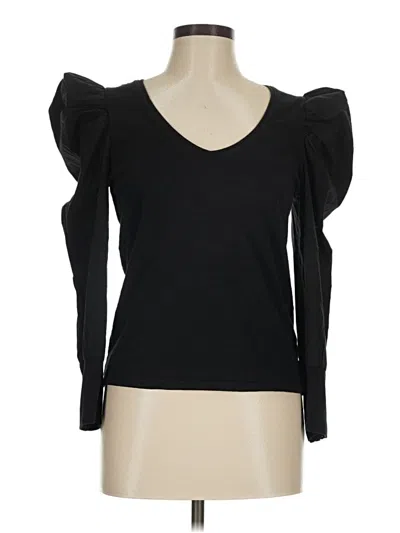 Pre-owned Nation Ltd Long Sleeve Top Black Solid Pattern Sweetheart Neckline Tops