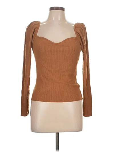 Pre-owned Nation Ltd Long Sleeve Top Brown Sweetheart Neckline Tops