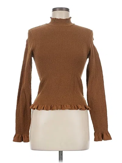 Pre-owned Nation Ltd Long Sleeve Top Brown Turtleneck Tops