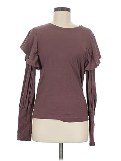 Pre-owned Nation Ltd Long Sleeve Top Burgundy Cold Shoulder Neckline Tops