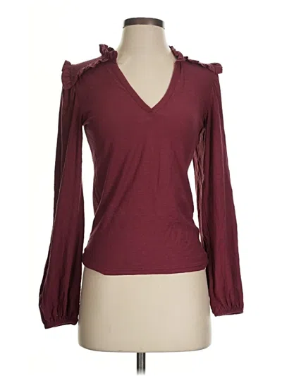 Pre-owned Nation Ltd Long Sleeve Top Burgundy Sweetheart Neckline Tops