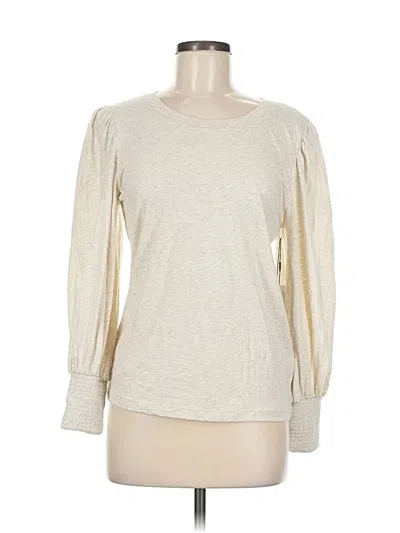 Pre-owned Nation Ltd Long Sleeve Top Ivory Crew Neck Tops In White