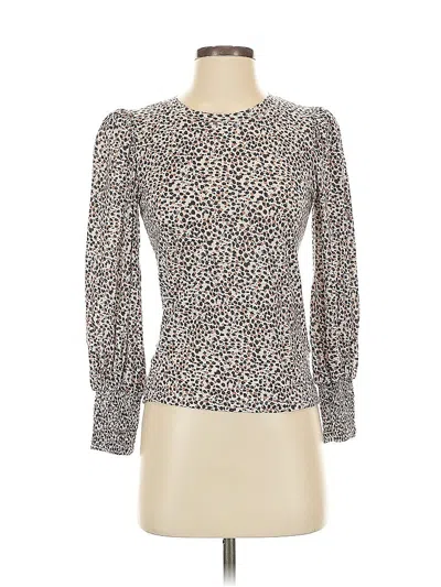 Pre-owned Nation Ltd Long Sleeve Top Ivory Keyhole Neckline Tops In White