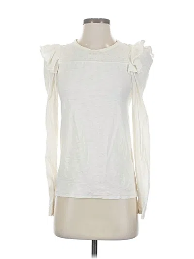 Pre-owned Nation Ltd Long Sleeve Top Ivory Ruffles Neckline Tops In White