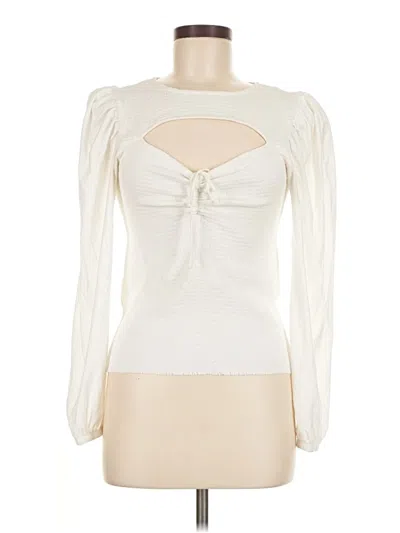 Pre-owned Nation Ltd Long Sleeve Top Ivory Sweetheart Neckline Tops In White