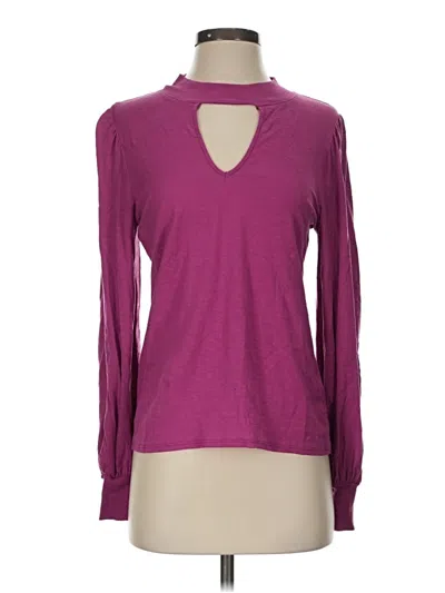 Pre-owned Nation Ltd Long Sleeve Top Purple Keyhole Neckline Tops