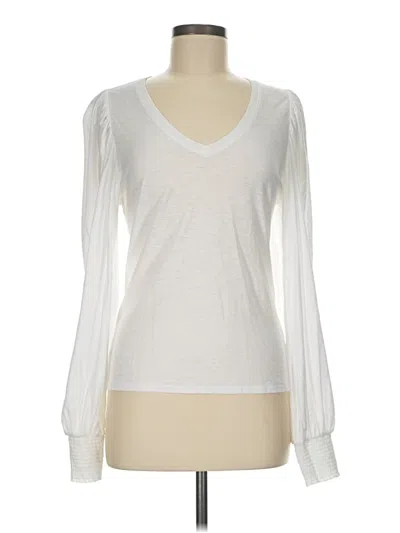 Pre-owned Nation Ltd Long Sleeve Top White V-neck Tops