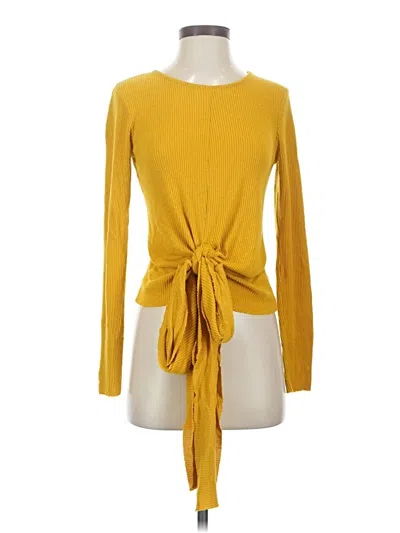 Pre-owned Nation Ltd Long Sleeve Top Yellow Tie Neck Tops