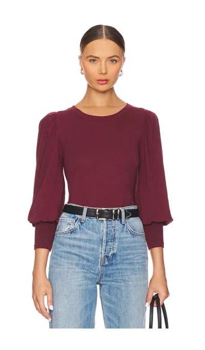 Nation Ltd Loren Peasant Tee In Burgundy