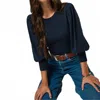 Nation Ltd Loren Smocked Peasant Tee In Night Sky In Blue