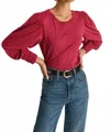 Nation Ltd Loren Peasant Tee In Sangria In Red